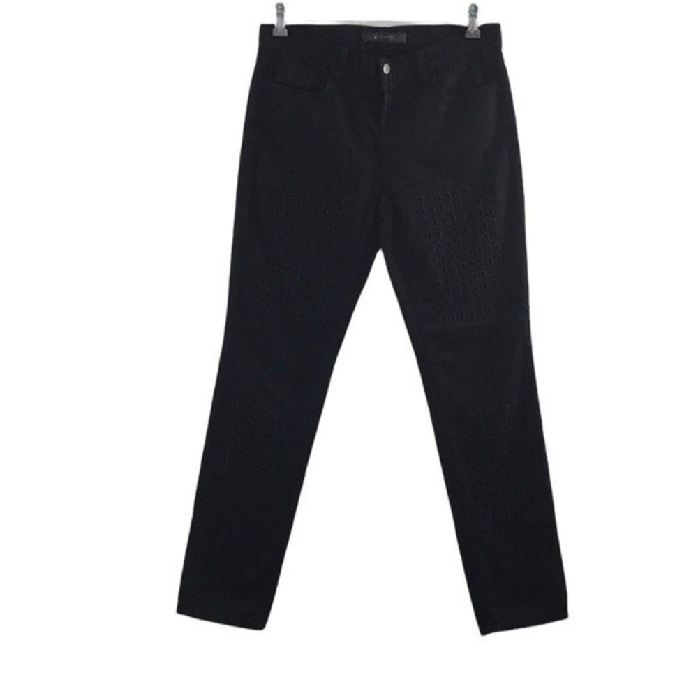 J Brand Aidan Laser Cut Skinny Jeans Womens 25 Black Denim 100%‎ Cotton Cut Outs